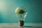 An innovative light bulb with a small tree growing inside. Generative AI