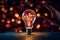 Innovative light bulb surrounded by network icons sparks marketing strategy