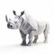 Innovative Low Poly Rhino 3d Render On White Background