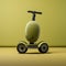 Innovative Organic Sculpting: Green Scooter On Yellow Background