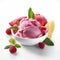 Innovative Pink Ice Cream With Lemons And Berries