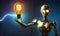 Innovative Robot Holding a Glowing Bulb AI Generated