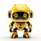 Innovative Small Yellow Robot With Shiny Eyes On White Background