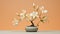 Innovative Techniques: White Lily Bonsai On Peach Background