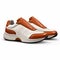 Innovative White And Orange Sneaker With Realistic Landscapes