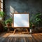 Innovative workspace whiteboard for markers on a wooden floor background