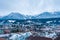 Innsbruck aerial view on the town in winter