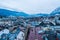 Innsbruck aerial view on the town in winter