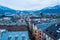 Innsbruck aerial view on the town in winter