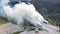 Innsbruck, Austria. Burning truck on the Brenner motorway near the Europa bridge. Highway between Austria and Italy