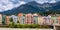 Innsbruck Austria city colorful houses by the river