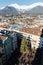 INNSBRUCK, AUSTRIA - DECEMBER 2018: view from Stadtturm tower over the town old center