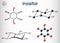 Inositol, myo-inositol,  vitamin-like essential nutrien molecule. Structural chemical formula and molecule model. Sheet of paper