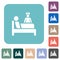 Inpatient care rounded square flat icons