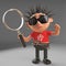 Inquisitive punk rocker looks through a magnifying glass, 3d illustration