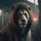 Insanely Detailed Cinematic Lion with Hoody- Generative AI Art