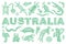 The inscription AUSTRALIA and outline the Australian animal