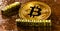 inscription bull market with Crypto currency Golden Bitcoin, BTC, macro-shot coin, bitcoin mining concept