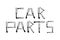 Inscription car parts letters from front strut shock absorber with coil spring.