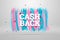 Inscription Cash Back, emblem image on white background. Business concept, money back, finances, customer focus. White, pink, blue