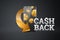 Inscription Cash Back, an image of a smartphone and emblem on a dark background. Business concept, refund, online shopping, mobile
