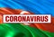 Inscription Coronavirus COVID-19 on Azerbaijan flag background. World Health Organization WHO introduced new official name for