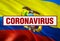 Inscription Coronavirus COVID-19 on Ecuador flag background. World Health Organization WHO introduced new official name for