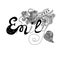 The inscription of the female name Emily with a beautiful floral pattern in doodles style.