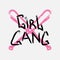 Inscription Girl Gang with crossed baseball bats painted rough brush. Sketch, grunge, watercolor, paint, graffiti.