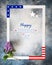 Inscription Happy Columbus Day day in a white frame with american flag elements
