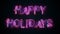 The inscription Happy Holidays, computer generated. Burning inscription. Capital letters. 3d rendering congratulatory