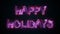 The inscription Happy Holidays, computer generated. Burning inscription. Capital letters. 3d rendering congratulatory