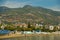 Inscription I love Alanya. Landscape with views of the city, hills and beach. Alanya, Antalya district, Turkey, Asia