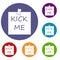 Inscription kick me icons set