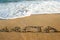 An inscription kreta  on the sand at the beach greece