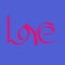 The inscription Love on a bright blue background. Bitmap. Greeting card concept