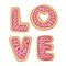 Inscription love in the form of cookies. Decorative objects for Mother s Day, Valentine s Day, Women s Day and valentines. Cartoon