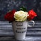 Inscription on mugs-good utoro America, good morning America, white mugs with roses, white mugs, roses, mugs for memory, flowers f