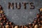 Inscription Nuts, from different nuts . Free space for text