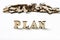 Inscription Plan written wooden letters close-up, the concept of planning