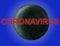 The inscription in red CORONAVIRUS over the planet Uranus on a blue background. The concept of lockdown quarantine self-isolation