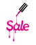 Inscription Sale made with pink nail polish on white background