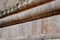 Inscriptions of Tamil language carved on the stone walls at Brihadeeswarar temple in Thanjavur, Tamilnadu, India.