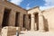 Inscriptions on the walls of the mortuary temple of Medinet Habu in Luxor in Egypt