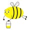 Insect bees collect honey. Funny, cute bee, bucket of honey.