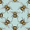 Insect beetle seamless pattern, background with engraved animal hand drawn style