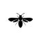 Insect wasp, black wasp silhouette. A stinging insect, an insect pest. Flat design. Vector