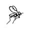 Insect with wings or mosquito. black silhouette. Outline illustration. Tattoo, sticker, logo, emblem. stylization.