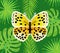 Insect with Wings, Yellow Butterfly in Dots Vector