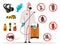 Insectologist disinfector and equipment vector set